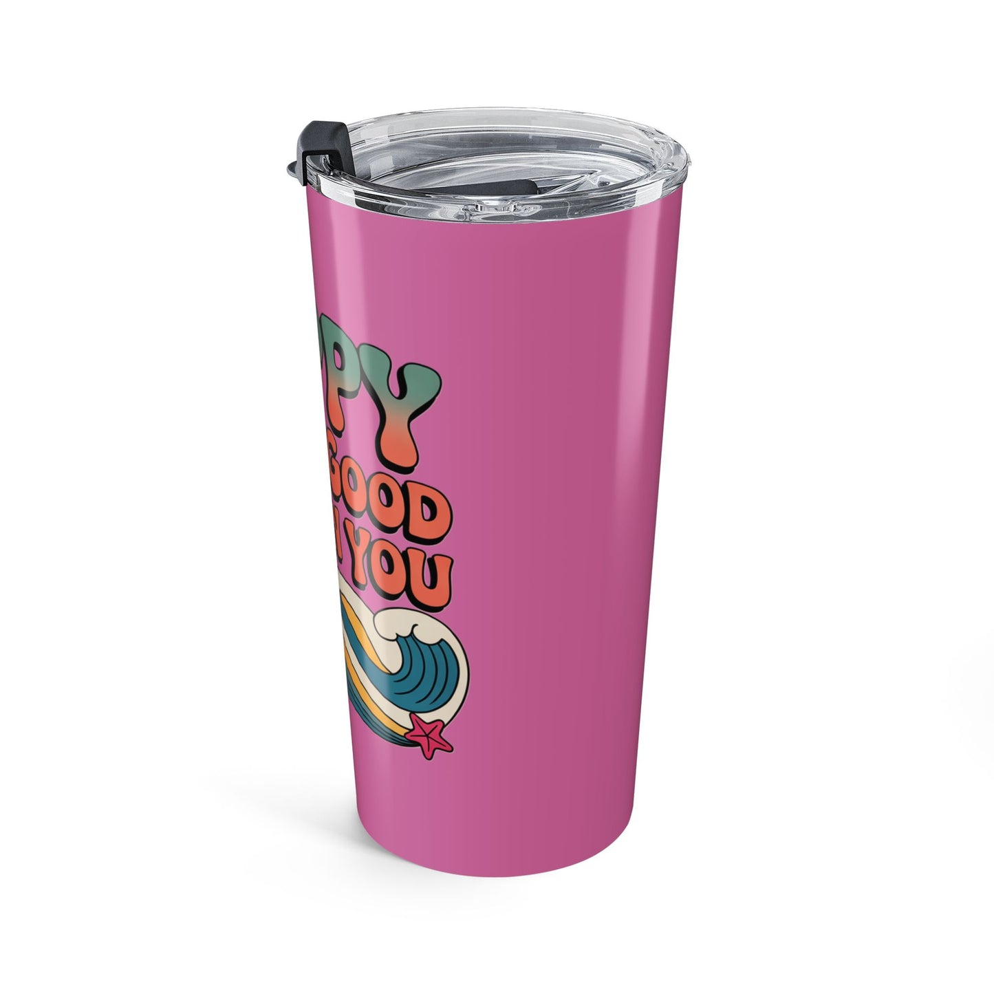 20oz Tumbler — "Happy Looks Good on You" Retro Smile Travel Cup