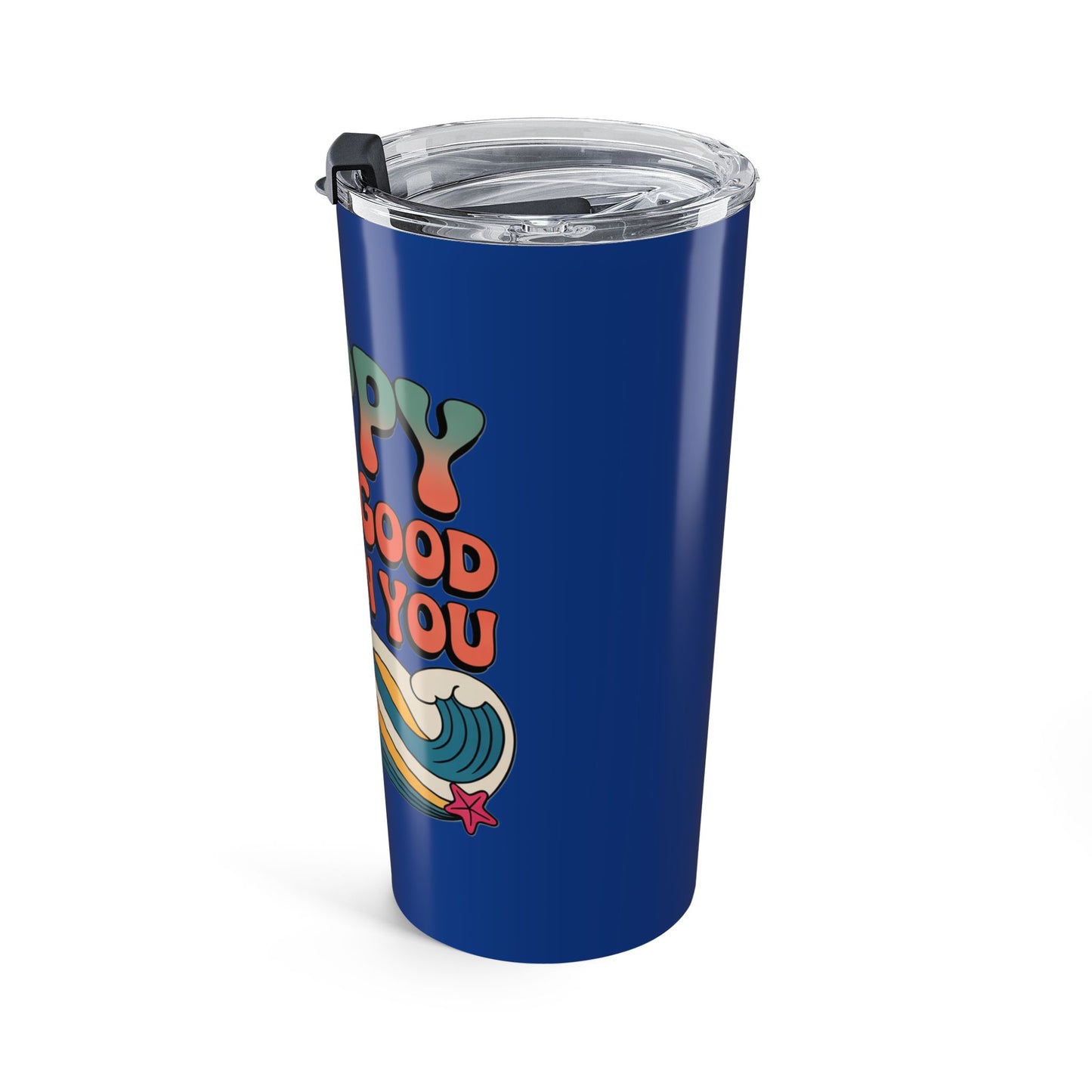 20oz Tumbler — "Happy Looks Good on You" Retro Smile Travel Cup