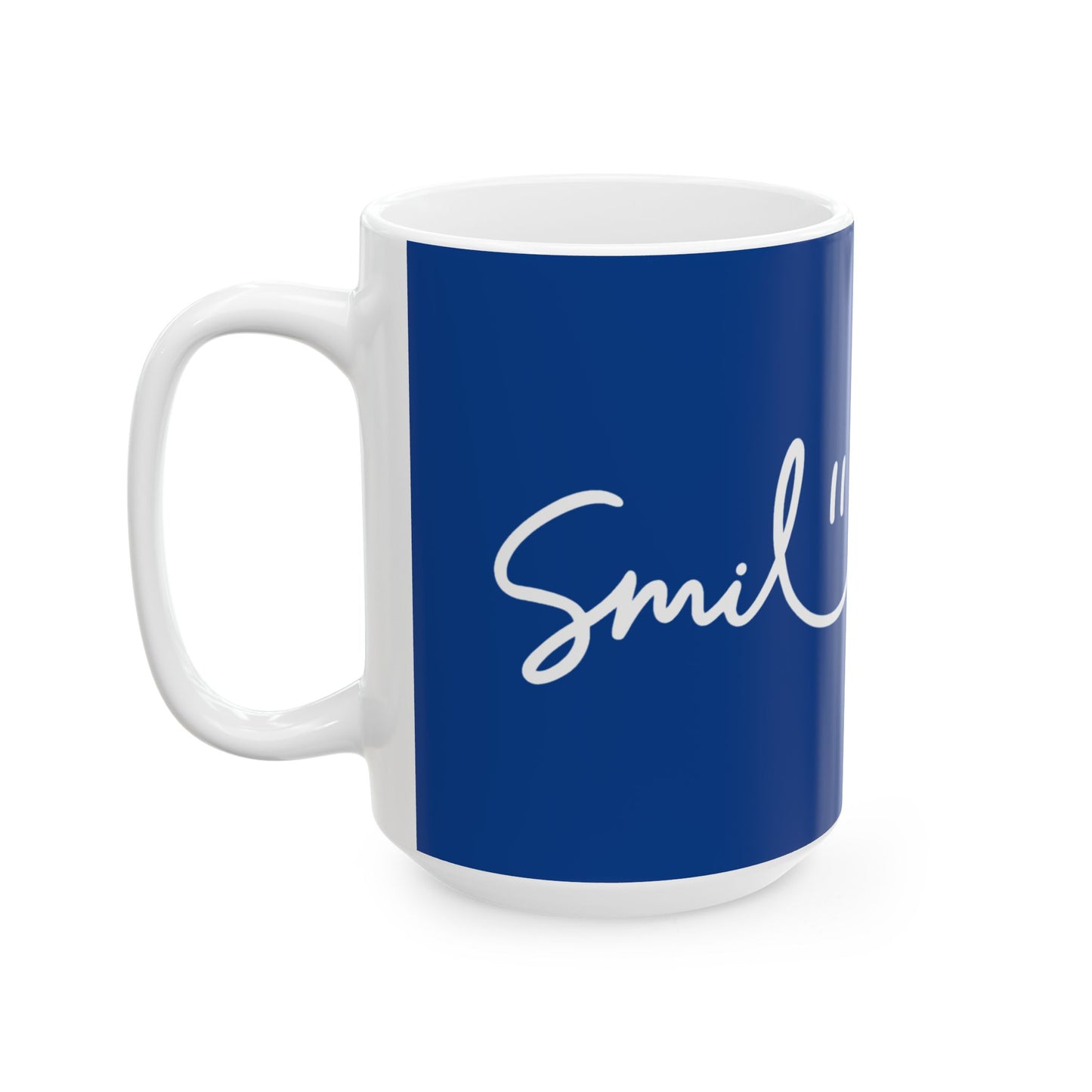 Dark Blue/White Smile Ceramic Coffee Mug - 11oz & 15oz