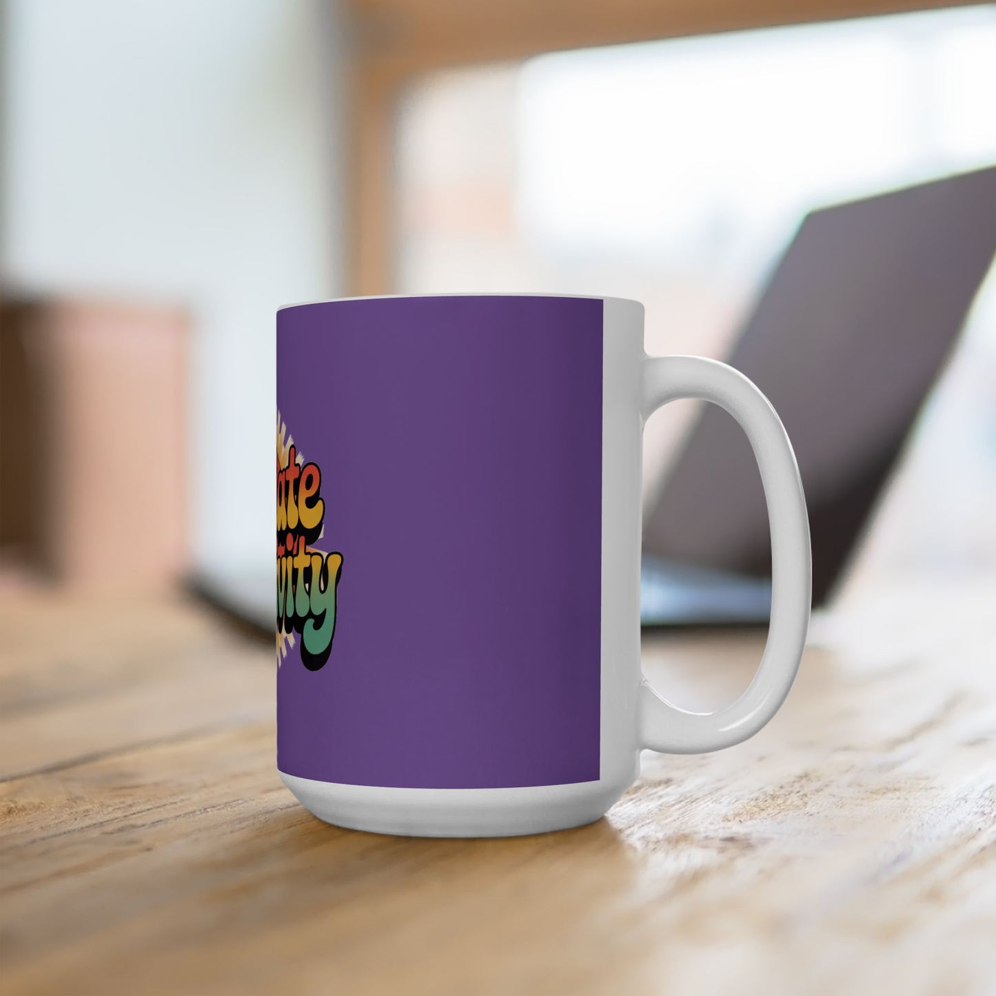 Light Purple Radiate Positivity Ceramic Coffee Mug, 11oz & 15oz