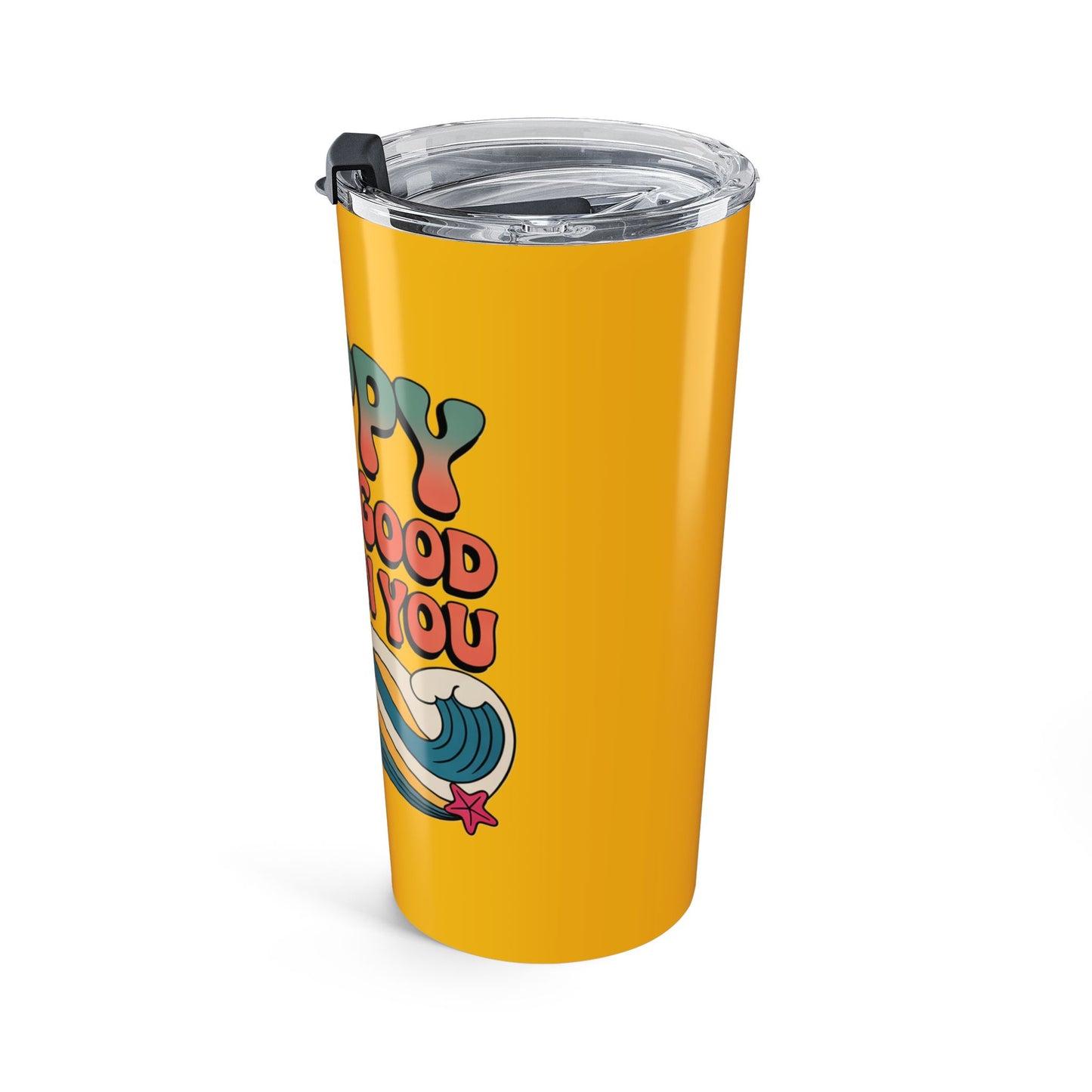 20oz Tumbler — "Happy Looks Good on You" Retro Smile Travel Cup