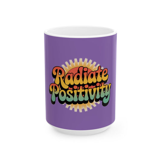 Light Purple Radiate Positivity Ceramic Coffee Mug, 11oz & 15oz