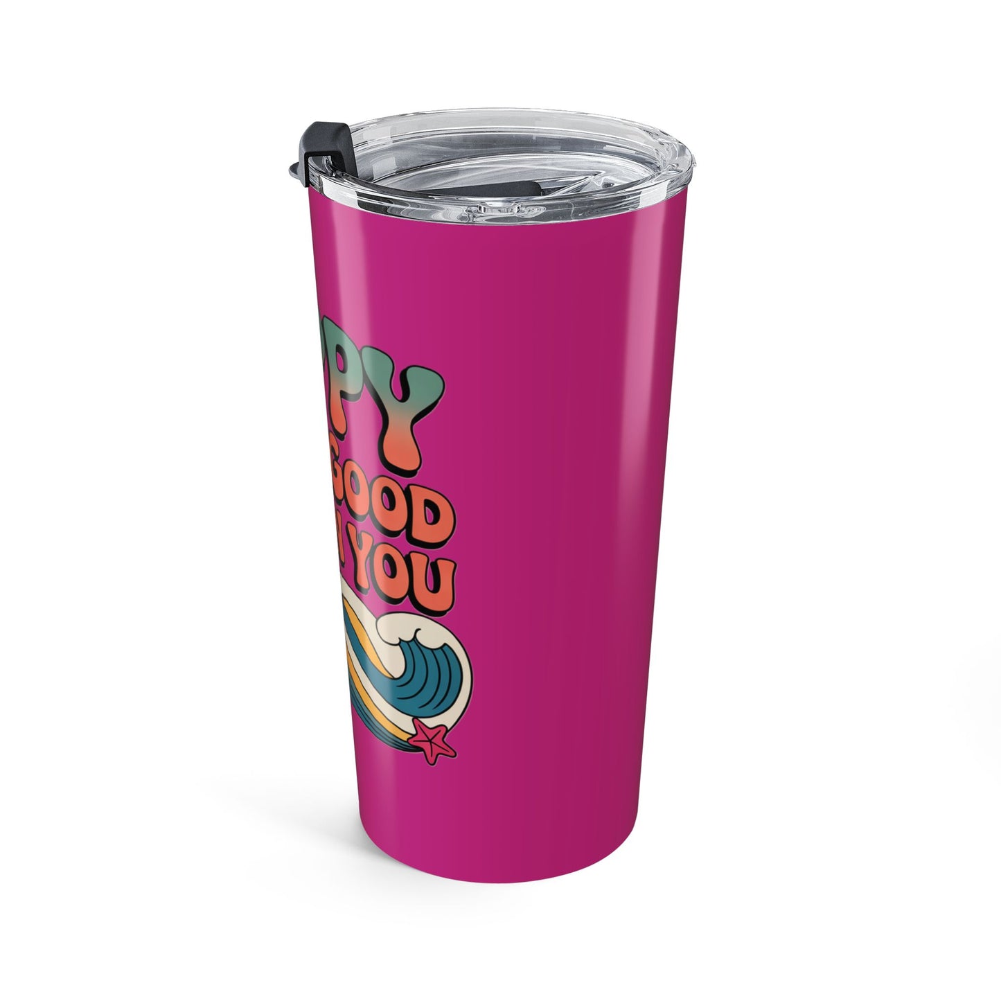 20oz Tumbler — "Happy Looks Good on You" Retro Smile Travel Cup