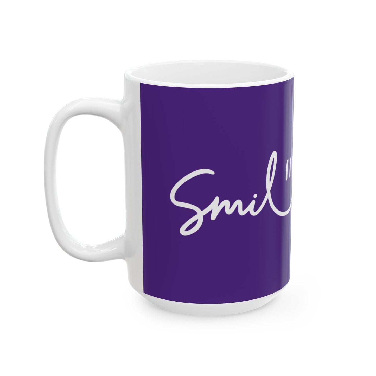 Purple/White Smile Ceramic Coffee Mug - 11oz & 15oz