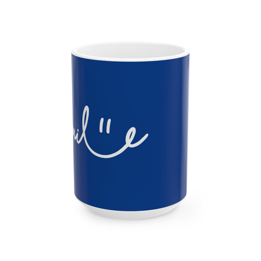 Dark Blue/White Smile Ceramic Coffee Mug - 11oz & 15oz