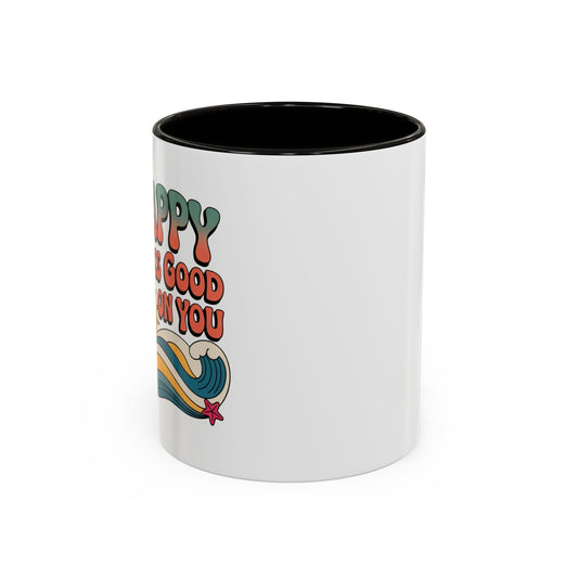 Retro 'Happy Looks Good on You' Colorful Ceramic Mug (11oz & 15oz)