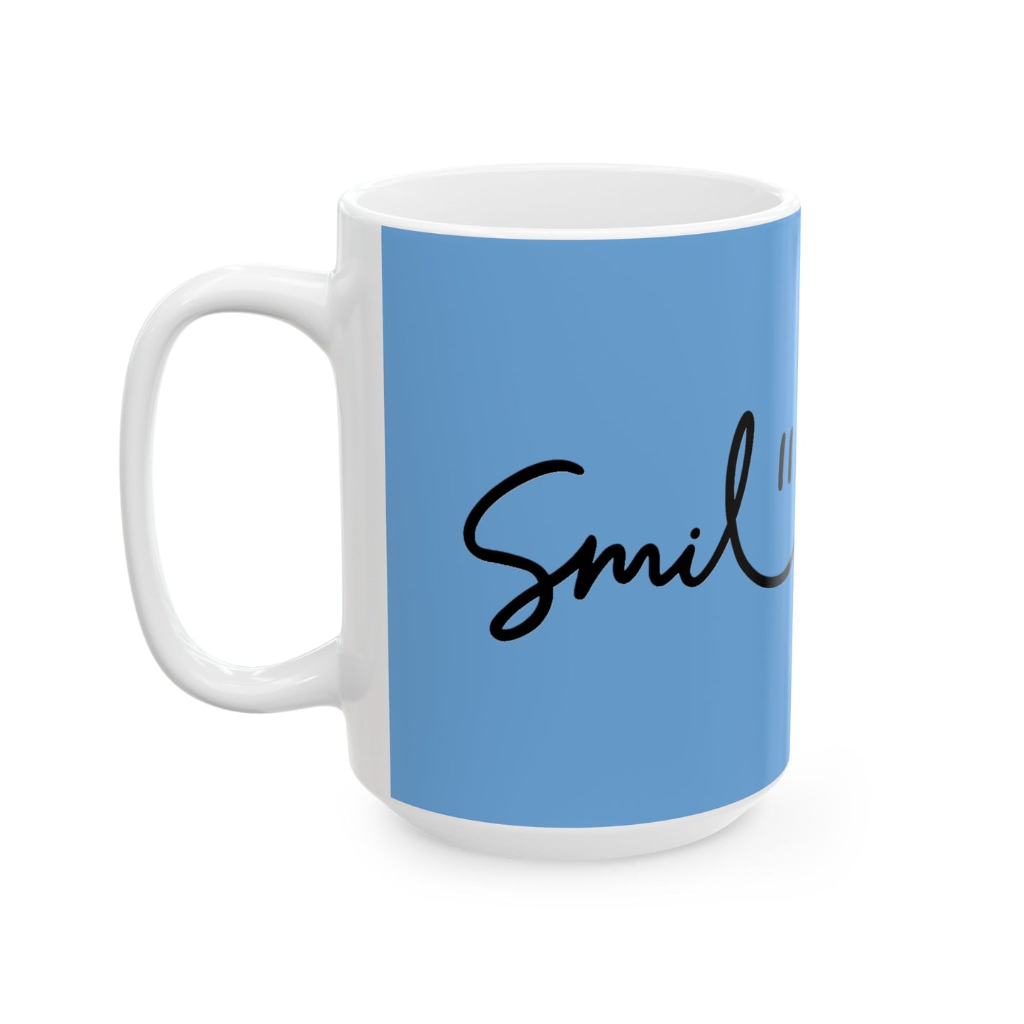 Light Blue/Black Smile Ceramic Coffee Mug - 11oz & 15oz