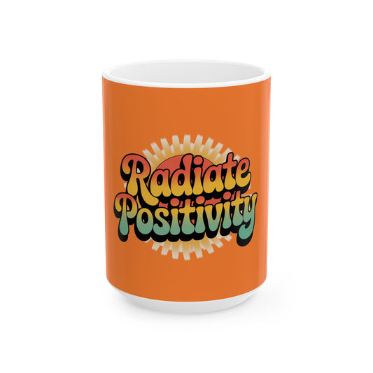 Orange Radiate Positivity Ceramic Coffee Mug, 11oz & 15oz