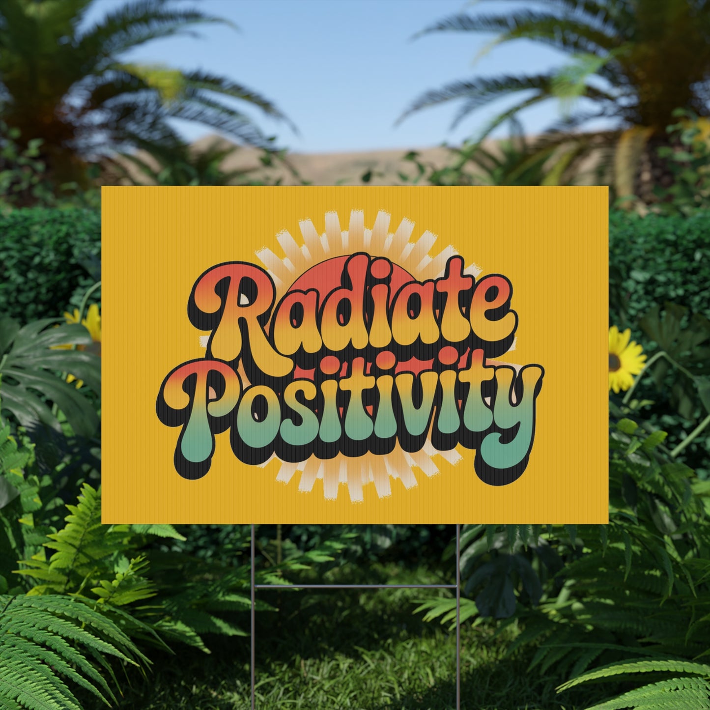 Yellow Radiate Positivity Yard Sign