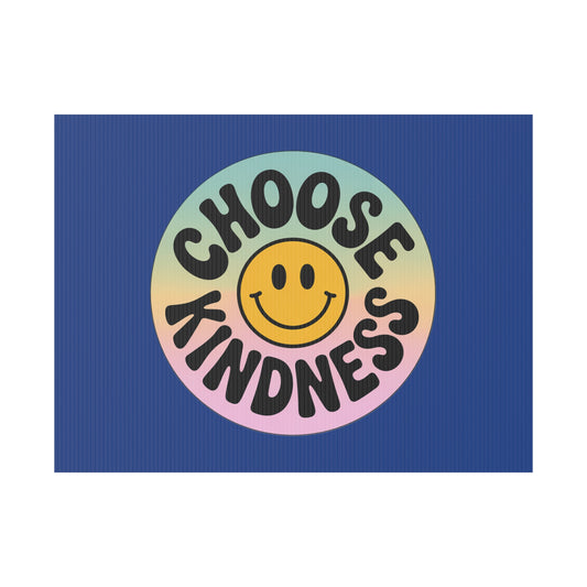 Dark Blue Joyful Choose Kindness Plastic Yard Sign