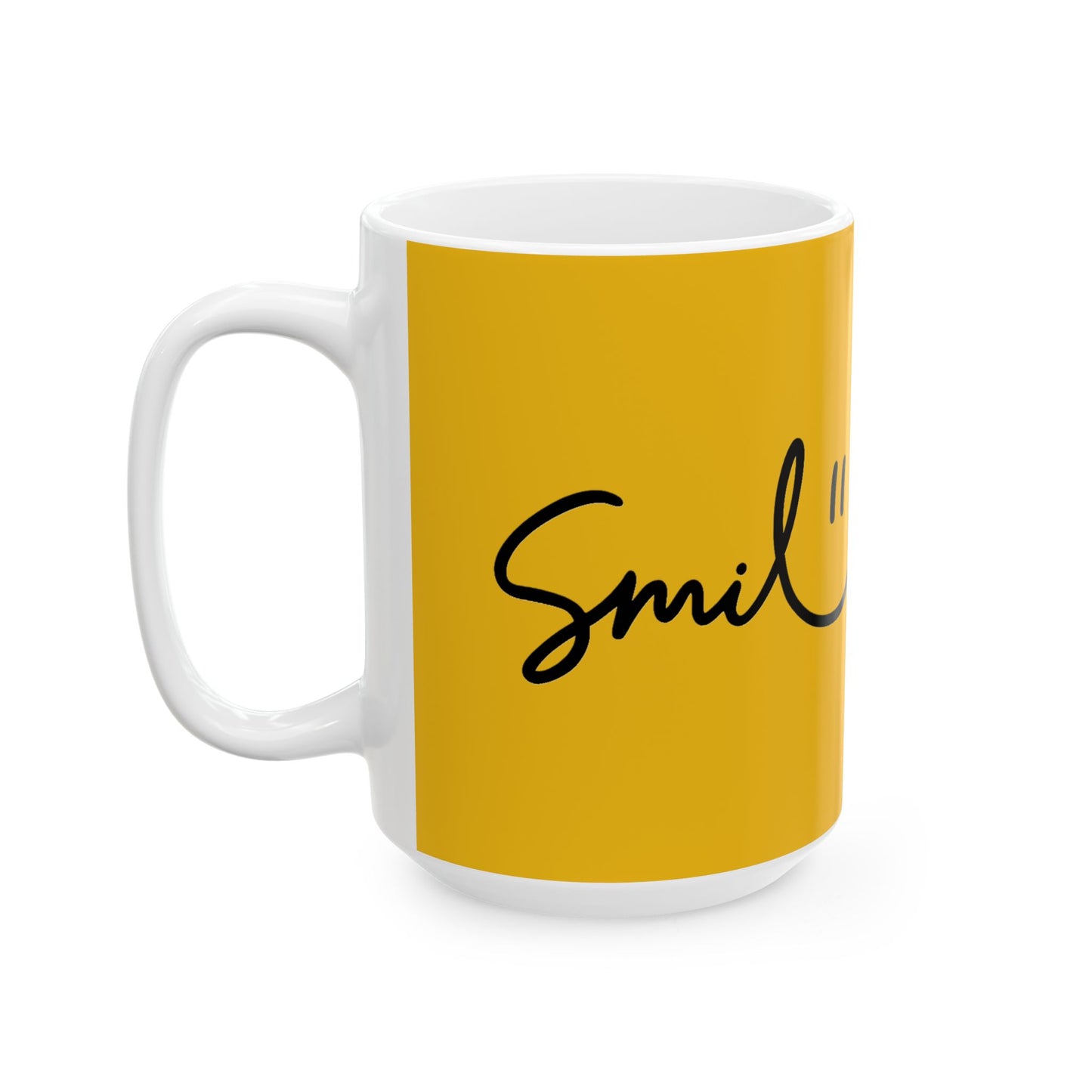 Yellow/Black Smile Ceramic Coffee Mug - 11oz & 15oz