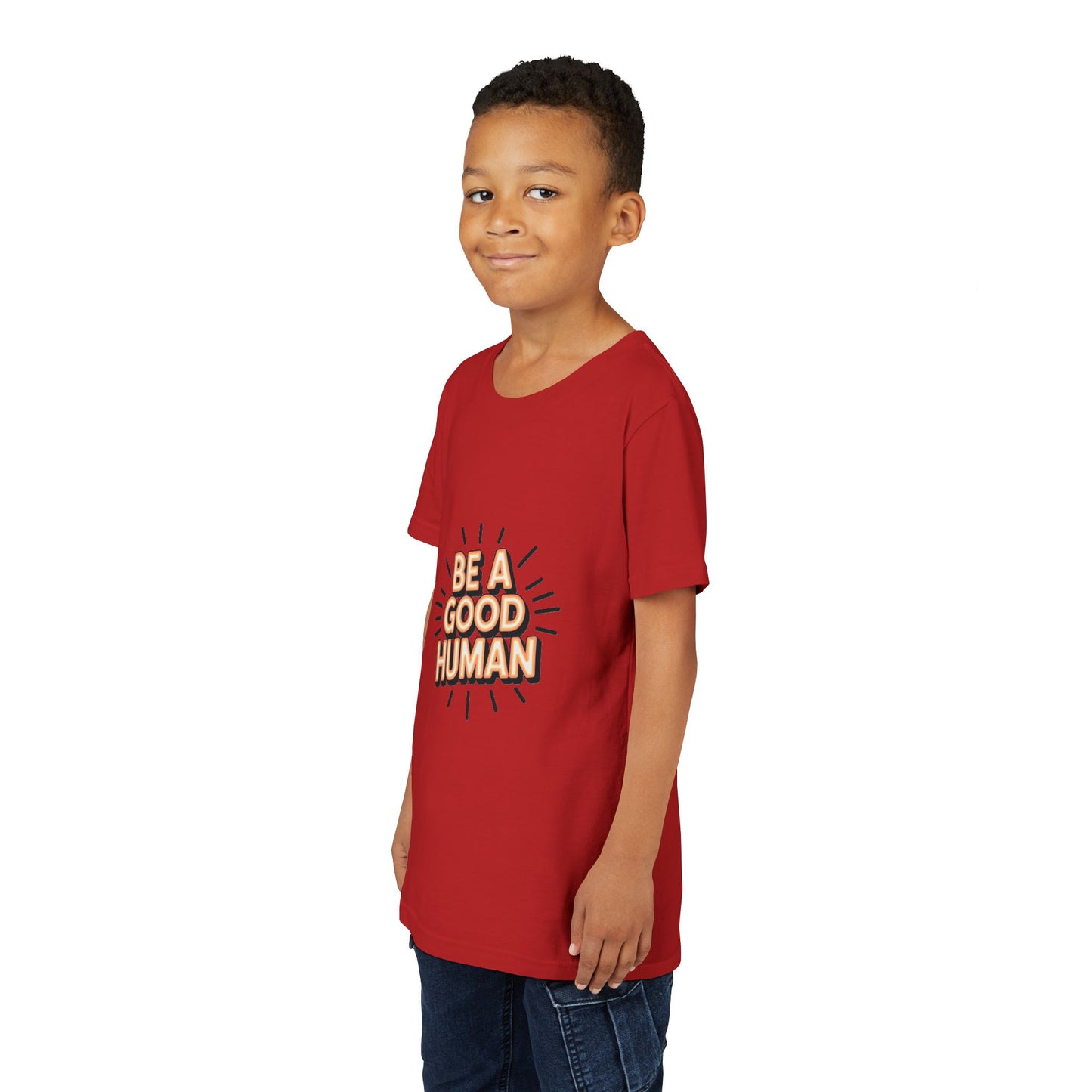 Youth Tee — "Be A Good Human" Positive Message Kids T-Shirt