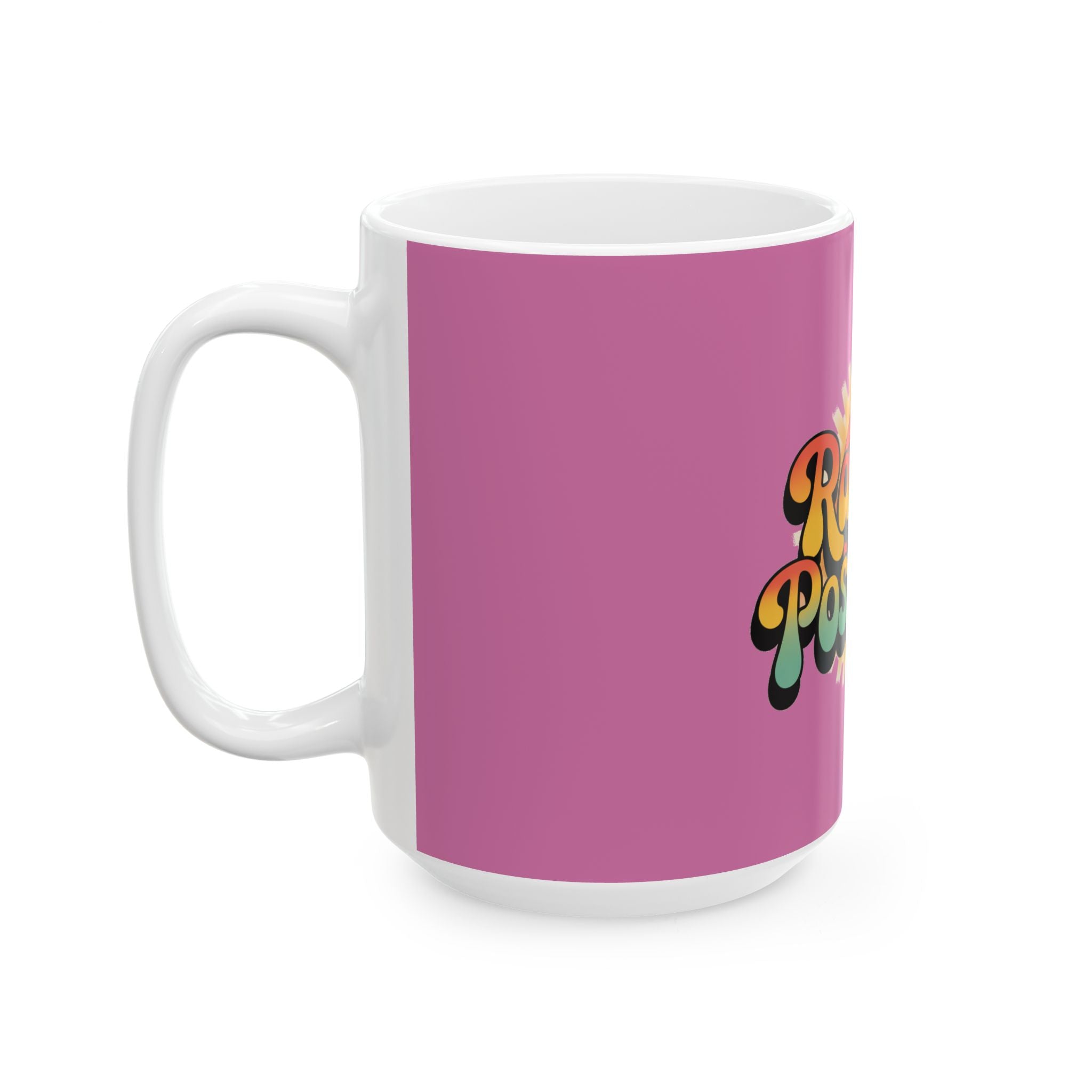 Light Pink Radiate Positivity Ceramic Coffee Mug,  11oz & 15oz