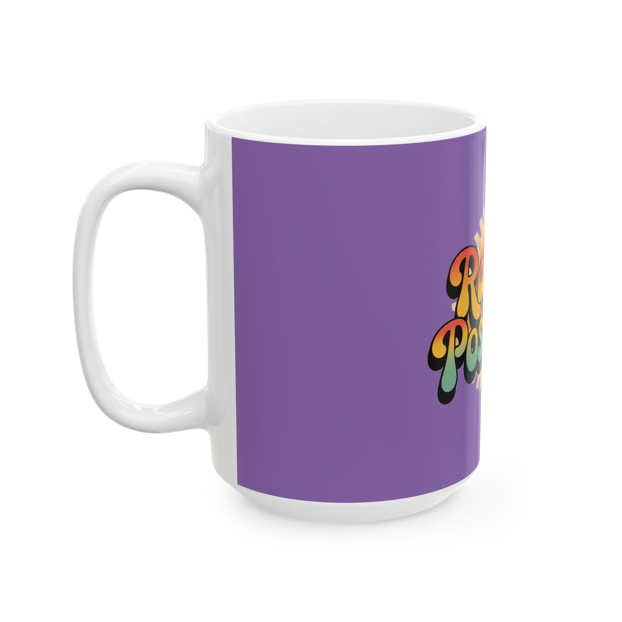 Light Purple Radiate Positivity Ceramic Coffee Mug,  11oz & 15oz