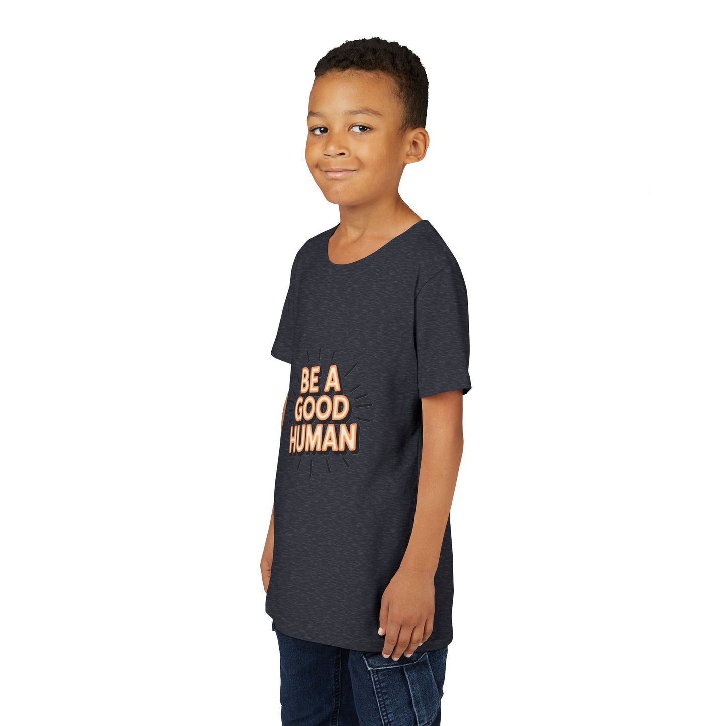 Youth Tee — "Be A Good Human" Positive Message Kids T-Shirt