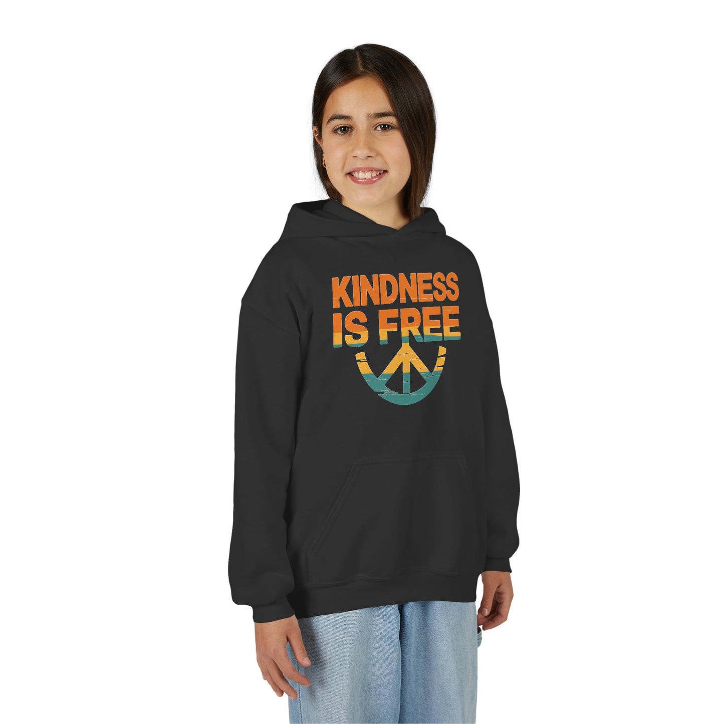 Kindness Is Free Youth Hoodie - Inspirational Heavy Blend Sweatshirt
