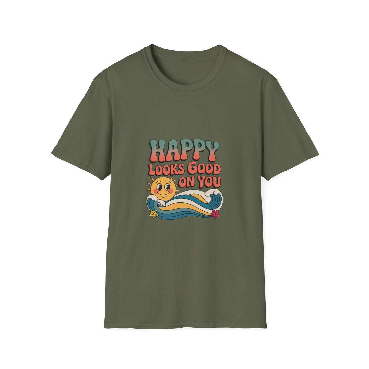 Happy Looks Good On You T-Shirt — Retro Sun Positive Graphic Tee
