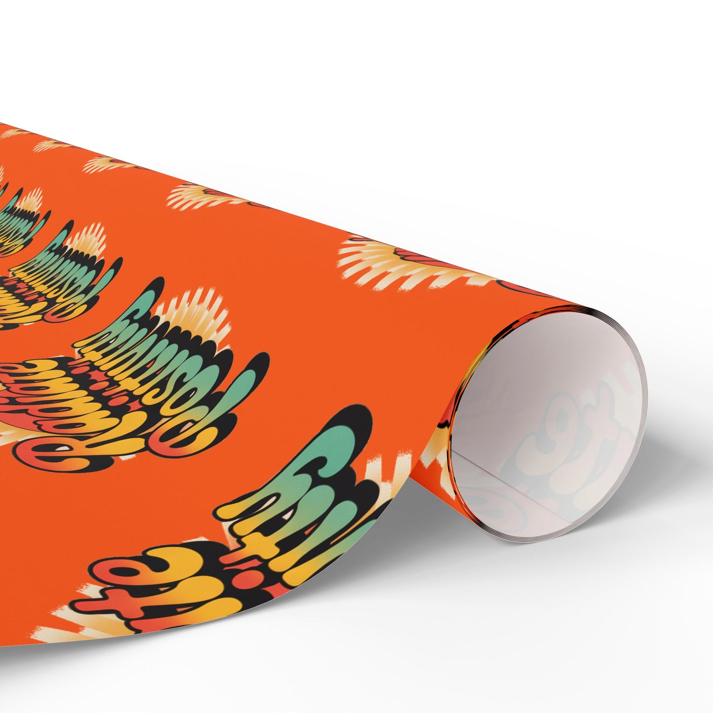 Orange Radiate Positivity Wrapping Paper for Celebrations