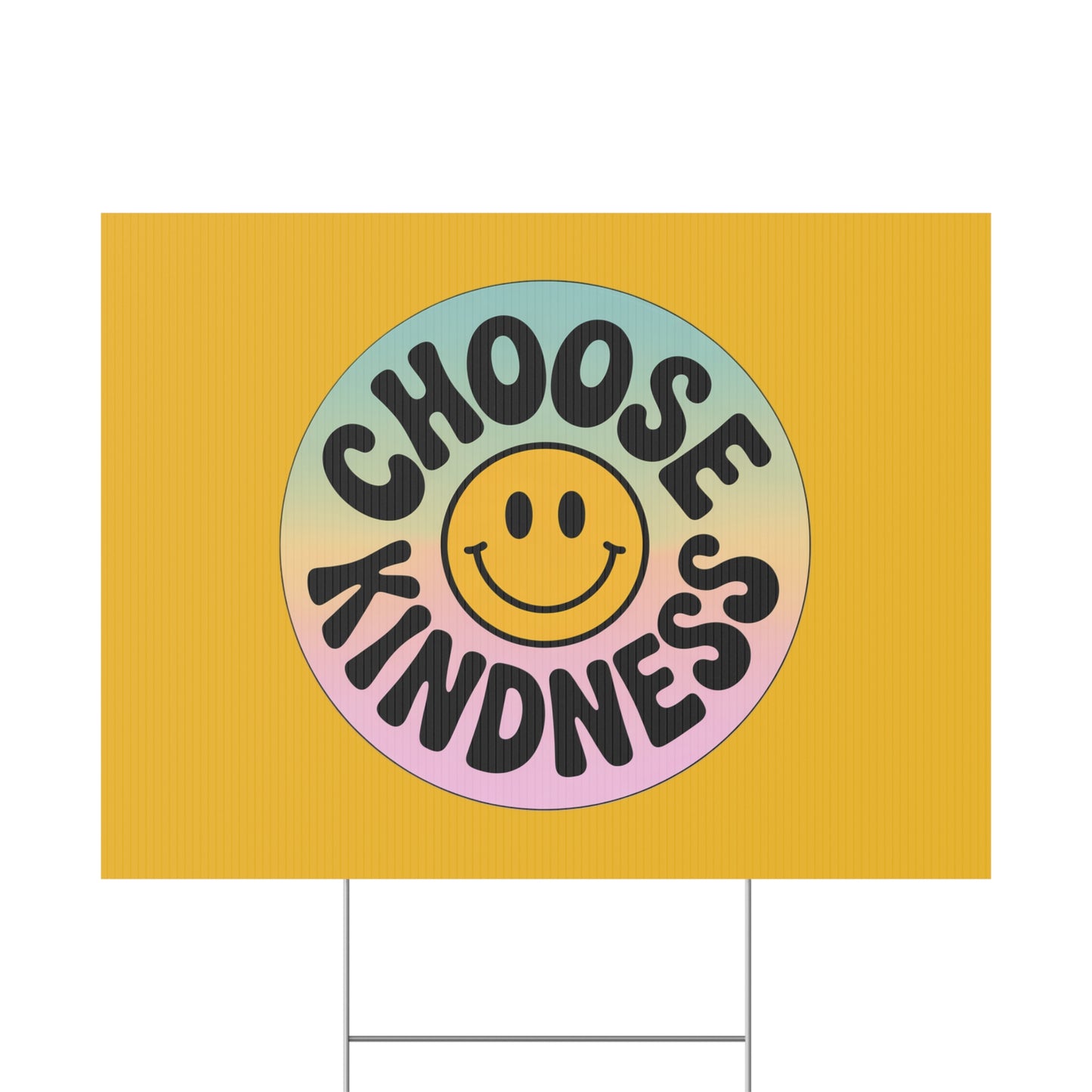 Yellow Joyful Choose Kindness Plastic Yard Sign