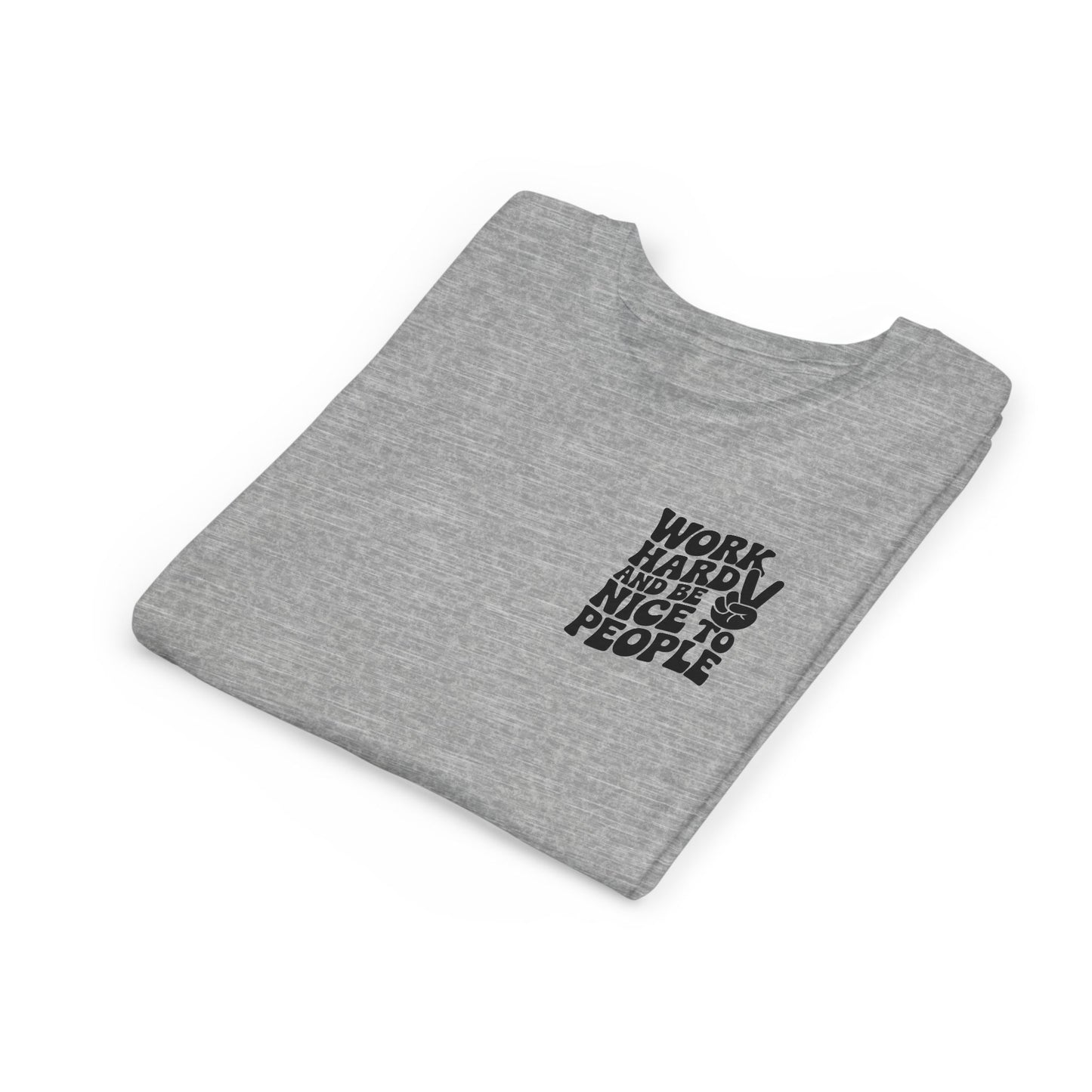 Youth Tee – "Work Hard and Be Nice to People" Retro Peace Sign Kids T‑Shirt