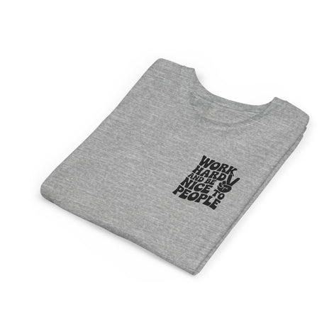 Youth Tee – "Work Hard and Be Nice to People" Retro Peace Sign Kids T‑Shirt