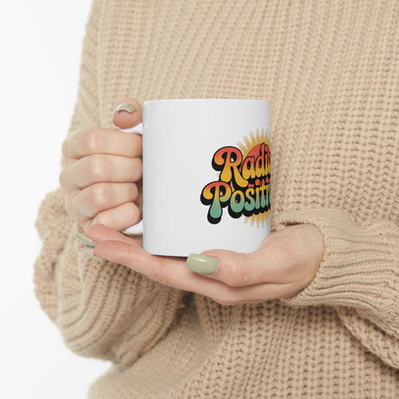 White Radiate Positivity Ceramic Coffee Mug,  11oz & 15oz