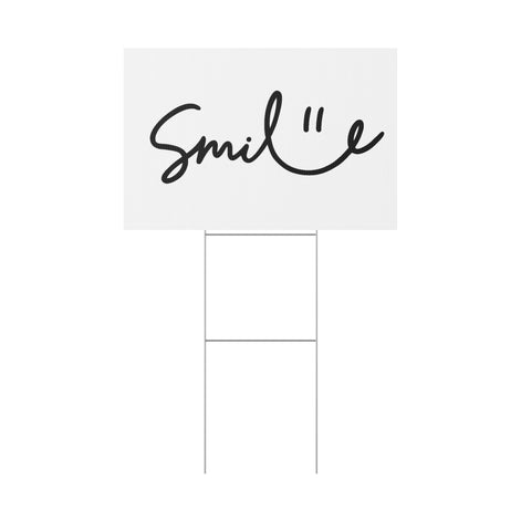 White/Black Smile Yard Sign