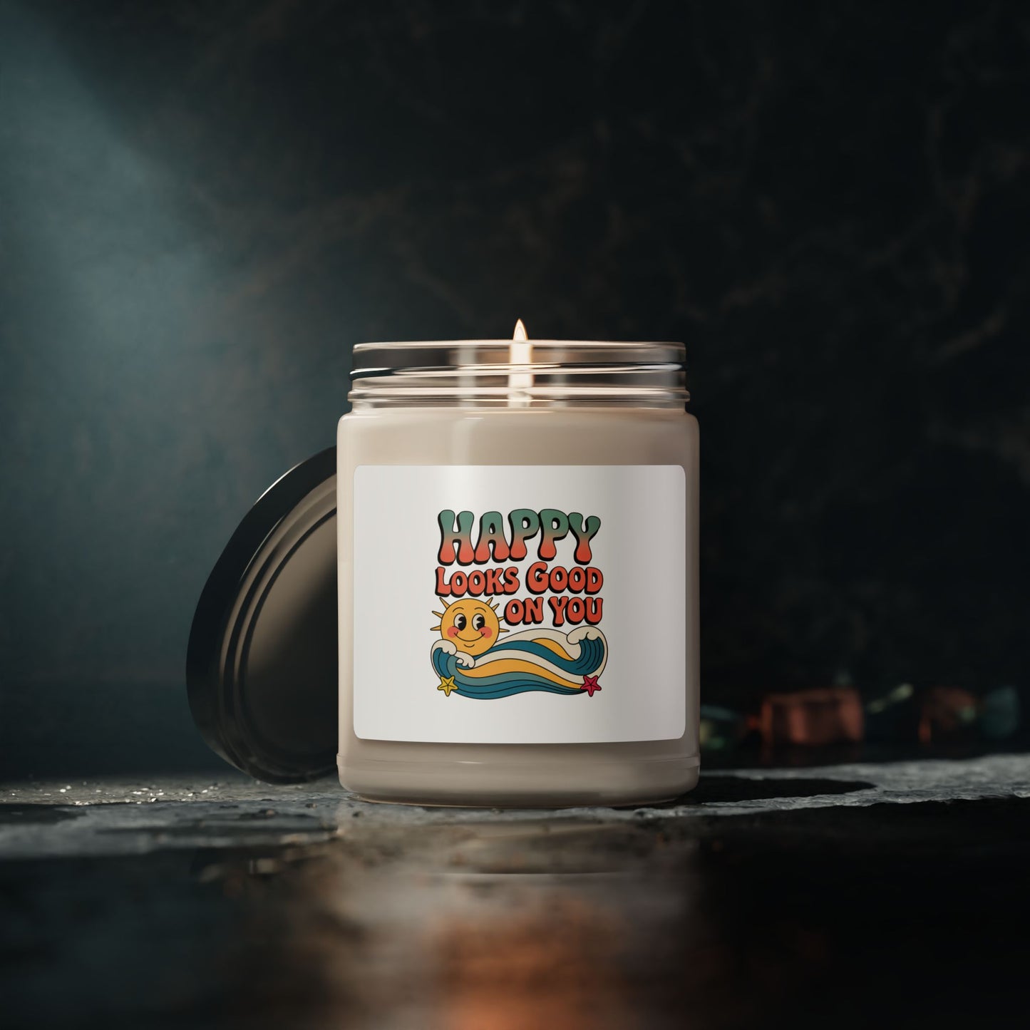 Soy Candle — "Happy Looks Good On You" Retro Scented Candle (9oz)