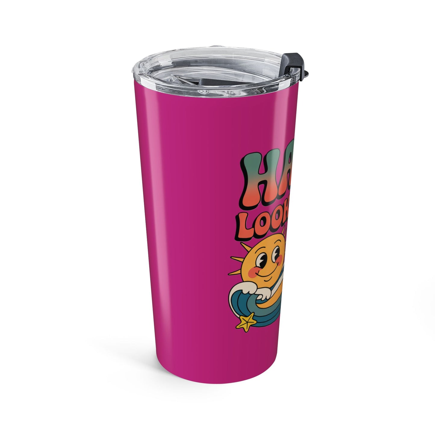 20oz Tumbler — "Happy Looks Good on You" Retro Smile Travel Cup