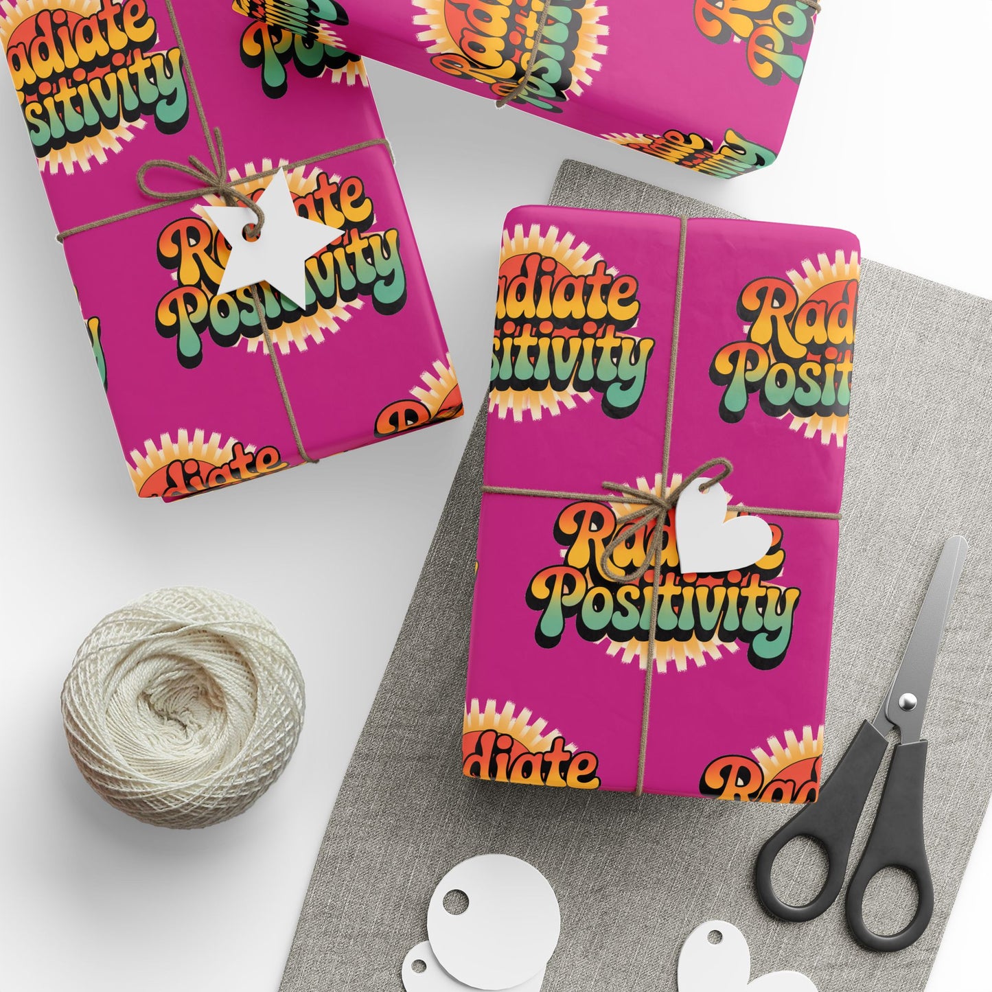 Pink Radiate Positivity Wrapping Paper for Celebrations