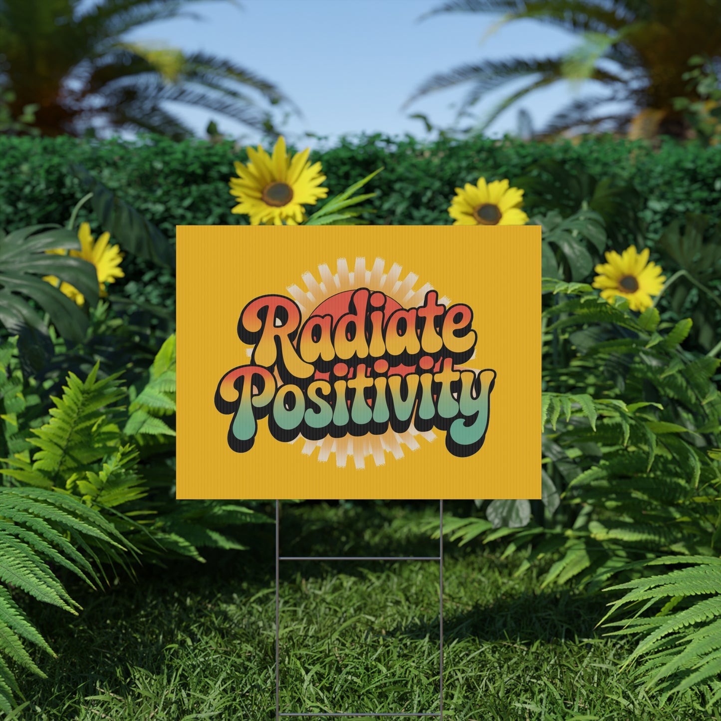 Yellow Radiate Positivity Yard Sign