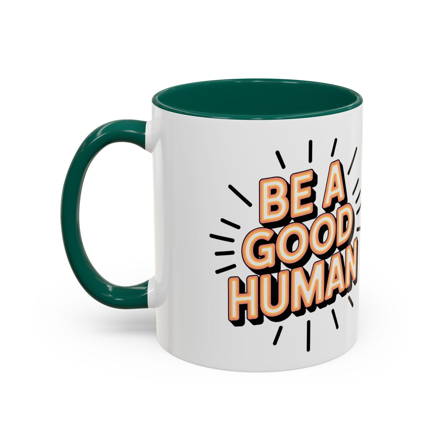 Ceramic Mug – "Be A Good Human" Retro Typography Coffee Cup (11oz & 15oz)