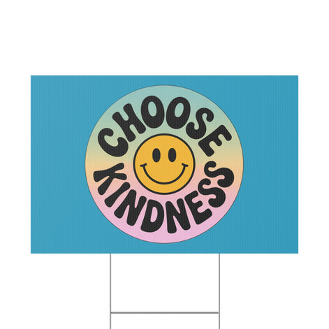 Turquoise Joyful Choose Kindness Plastic Yard Sign
