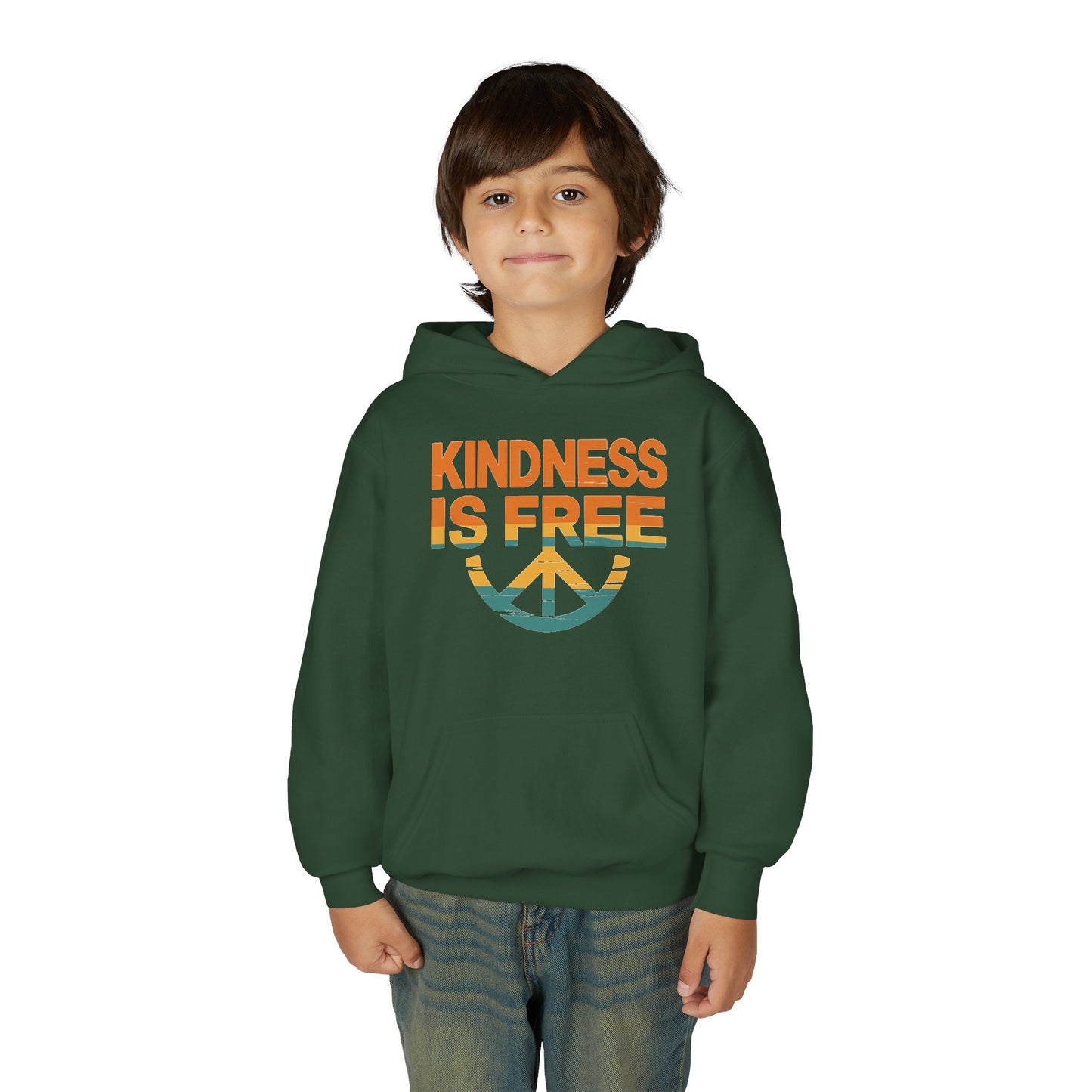 Kindness Is Free Youth Hoodie - Inspirational Heavy Blend Sweatshirt