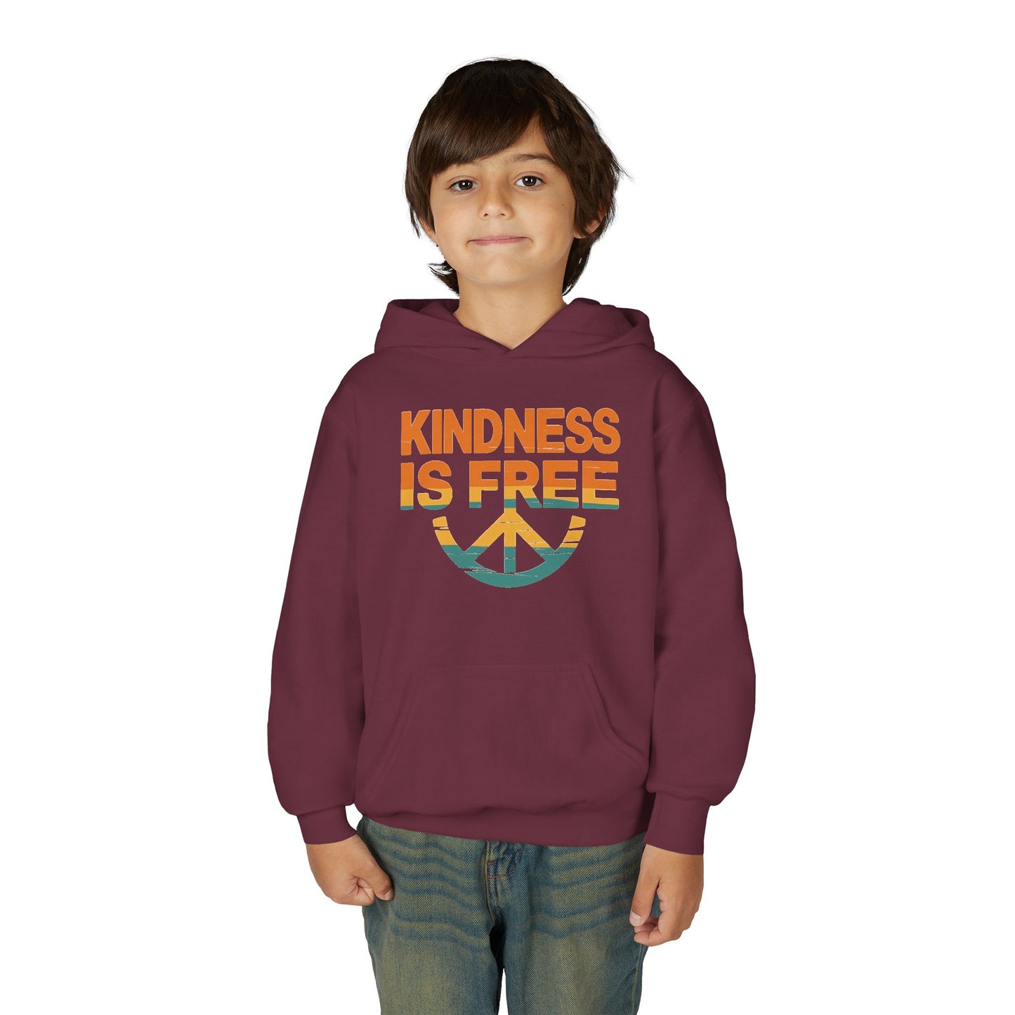 Kindness Is Free Youth Hoodie - Inspirational Heavy Blend Sweatshirt