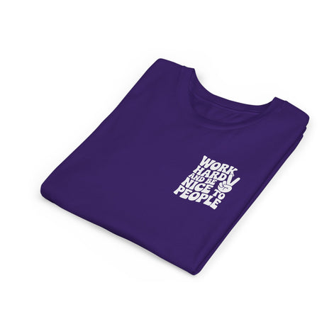 Youth Tee – "Work Hard and Be Nice to People" Retro Peace Sign Kids T‑Shirt