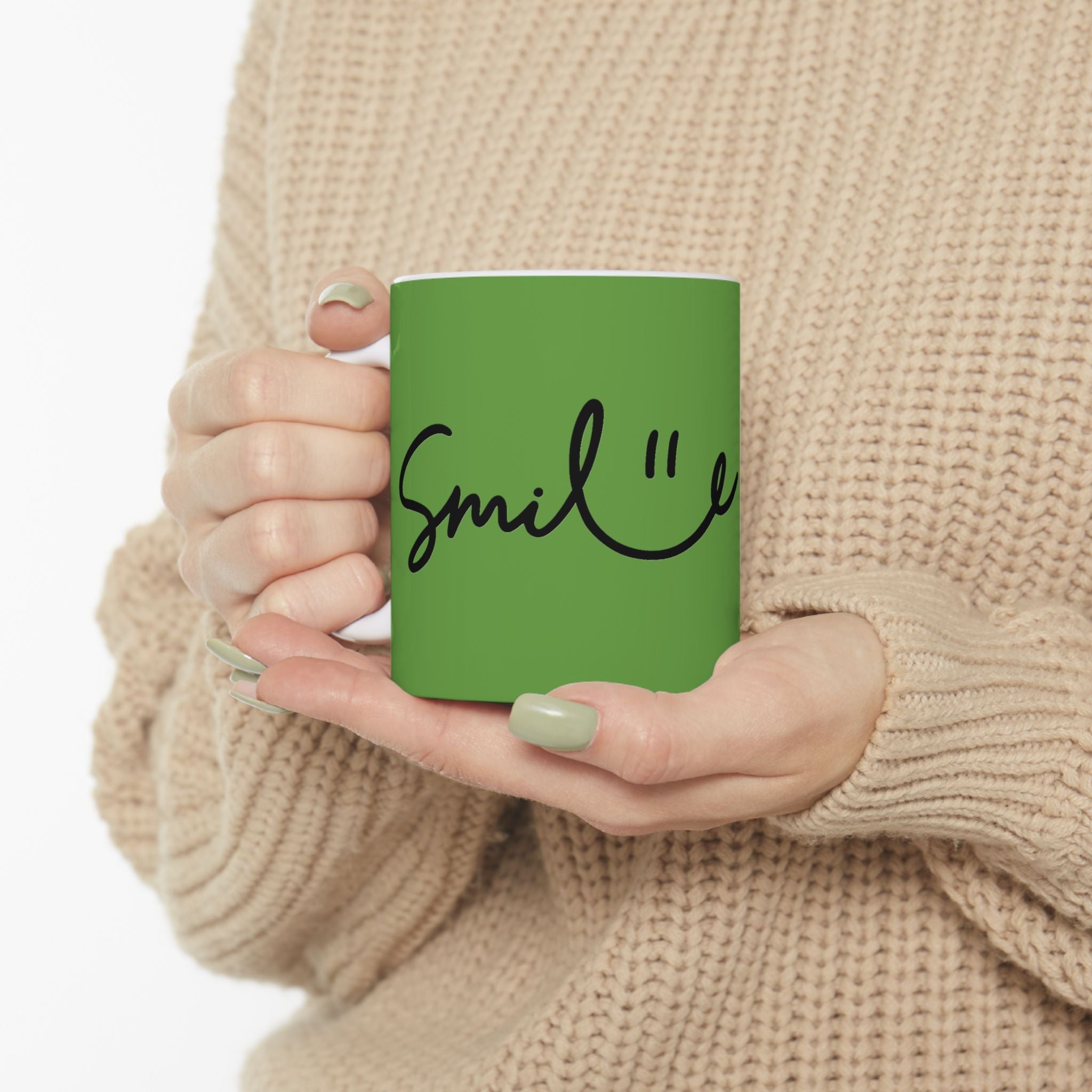 Green/Black Smile Ceramic Coffee Mug - 11oz & 15oz