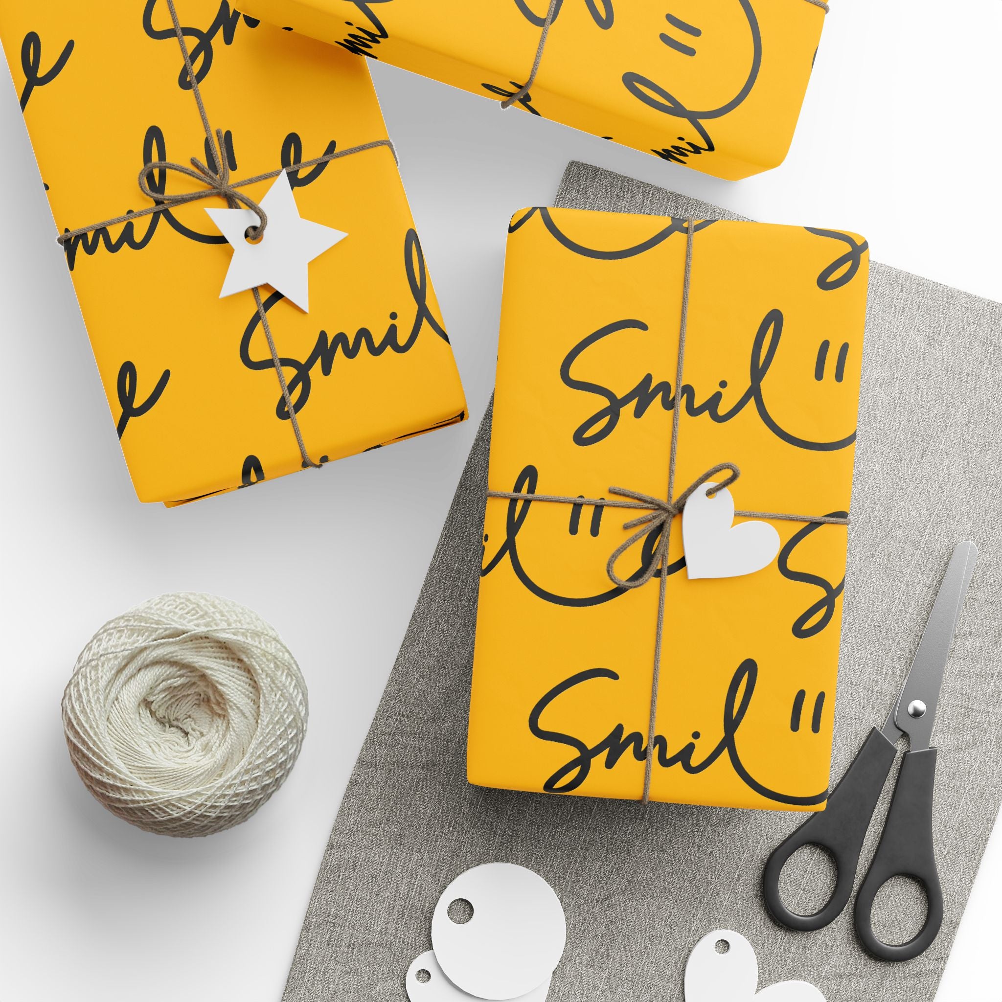 Yellow/Black Smile Stylish Gift Wrapping Paper for Any Occasion