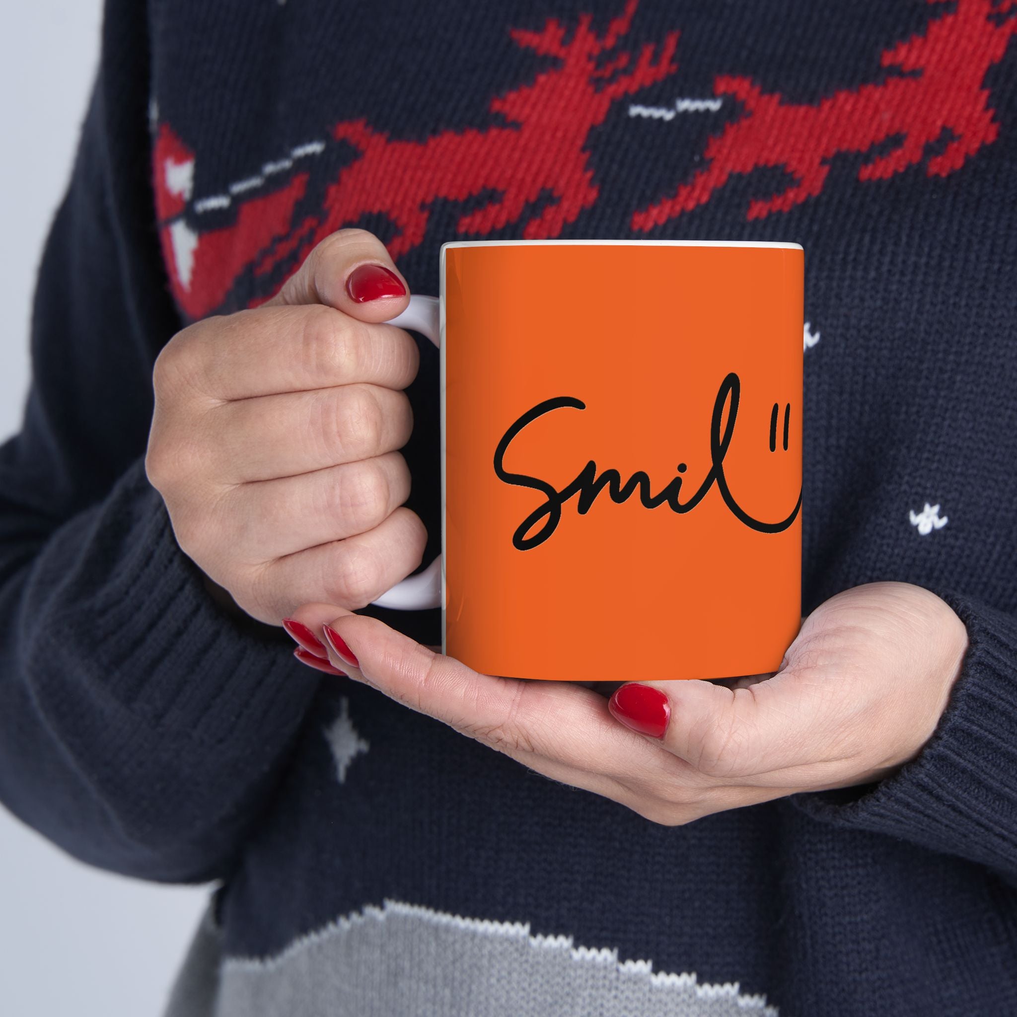 Orange/Black Smile Ceramic Coffee Mug - 11oz & 15oz