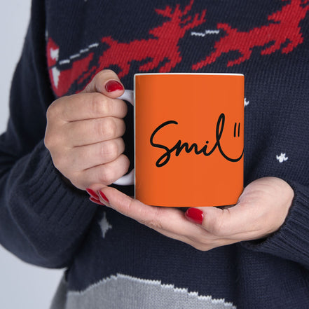 Orange/Black Smile Ceramic Coffee Mug - 11oz & 15oz