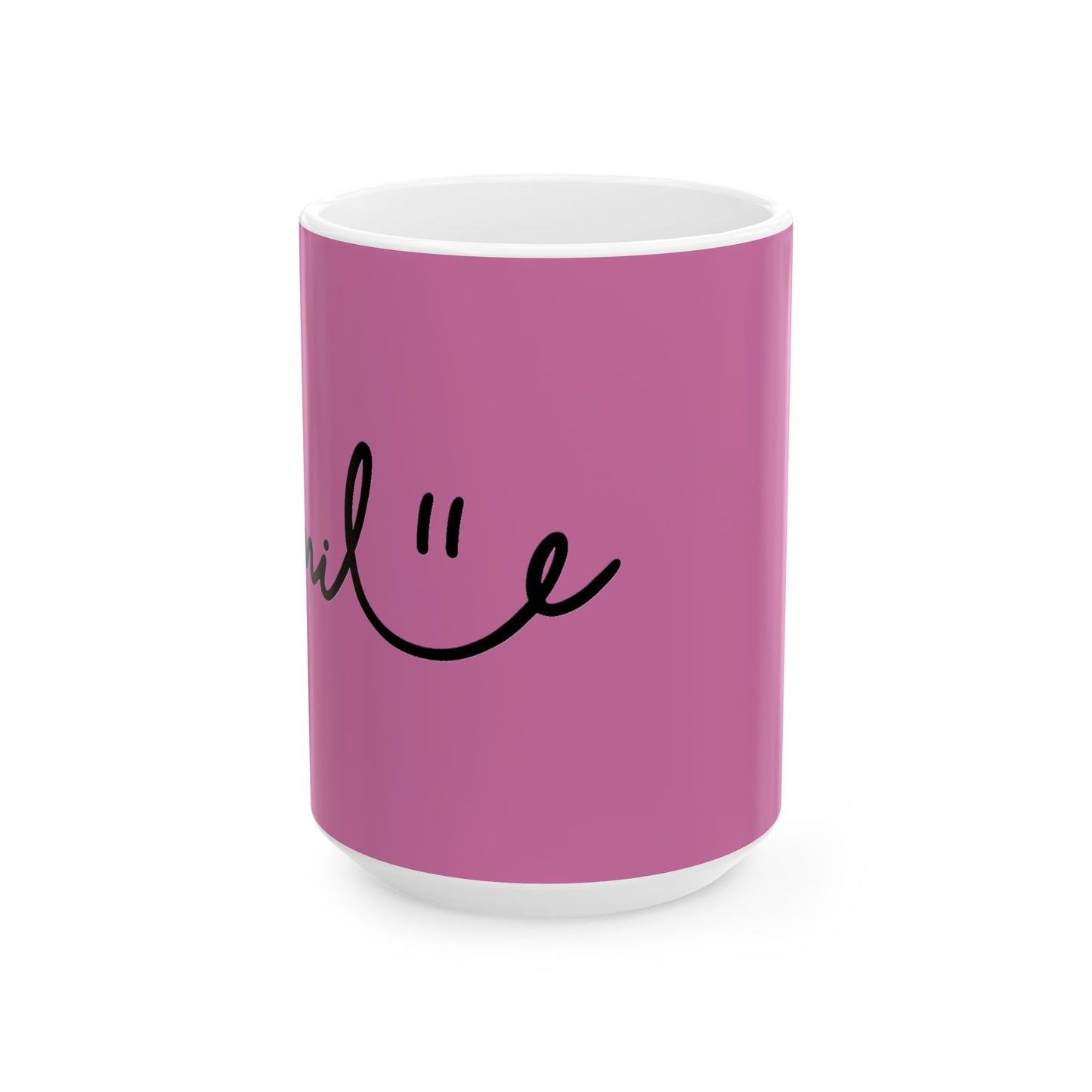 Light Pink/Black Smile Ceramic Coffee Mug - 11oz & 15oz