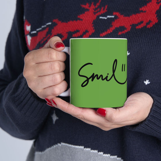 Green/Black Smile Ceramic Coffee Mug - 11oz & 15oz
