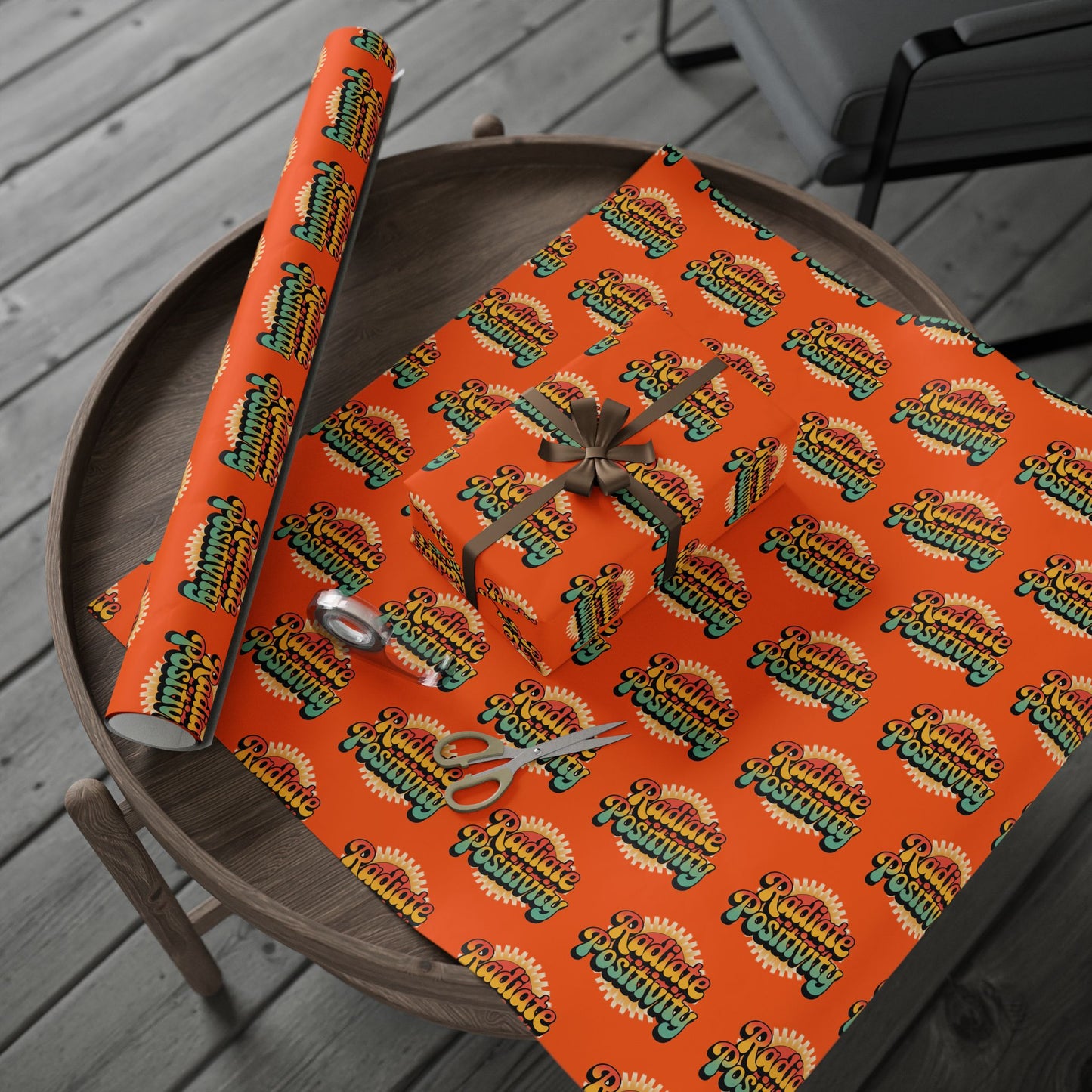 Orange Radiate Positivity Wrapping Paper for Celebrations