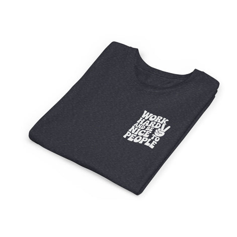 Youth Tee – "Work Hard and Be Nice to People" Retro Peace Sign Kids T‑Shirt