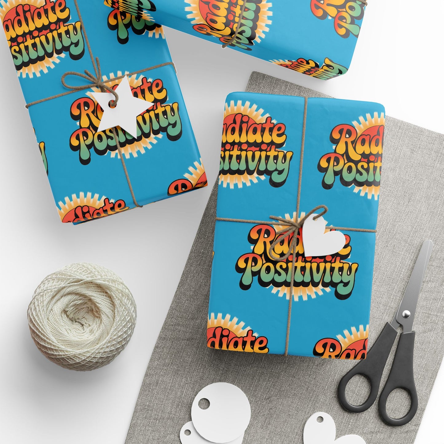 Turquoise Radiate Positivity Wrapping Paper for Celebrations