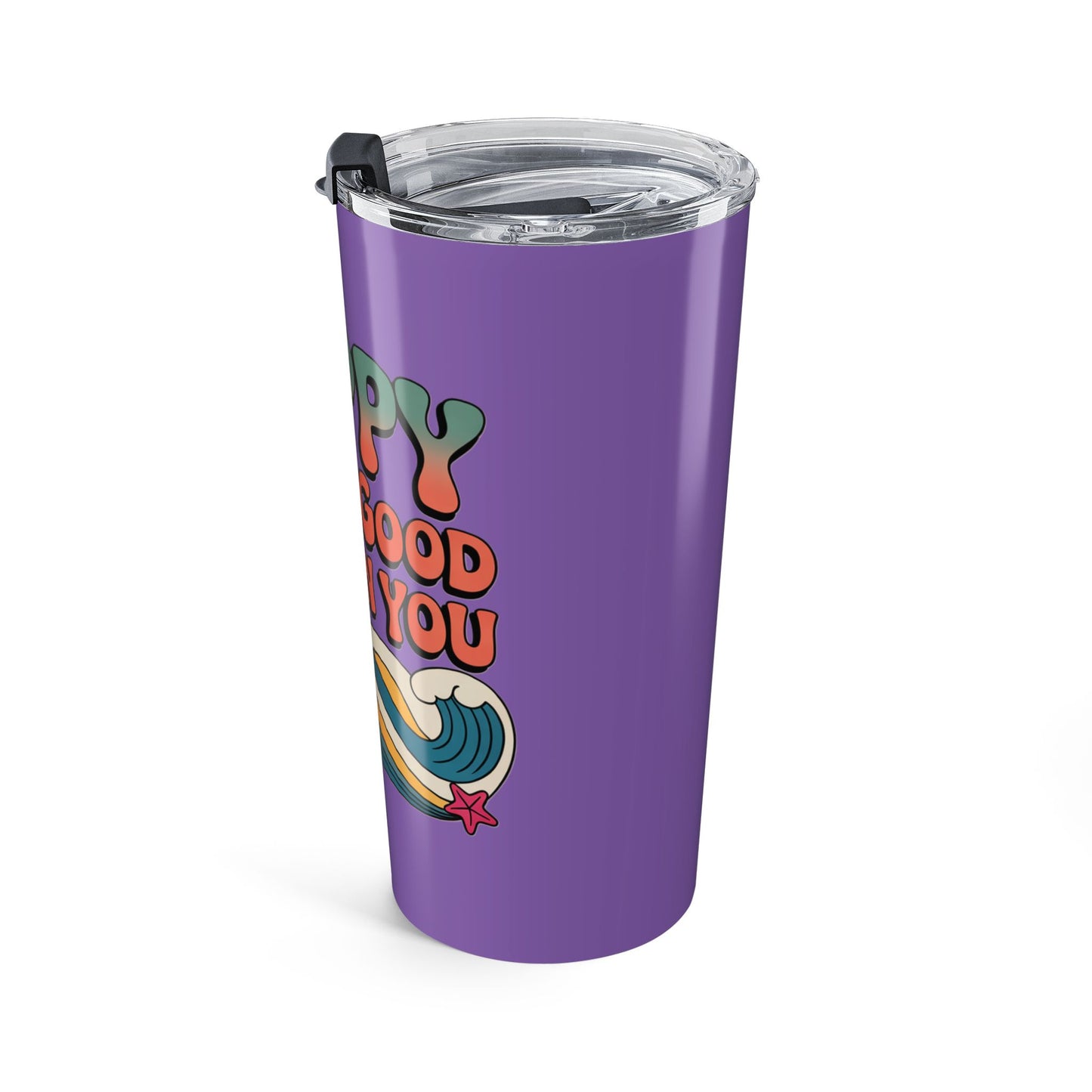20oz Tumbler — "Happy Looks Good on You" Retro Smile Travel Cup