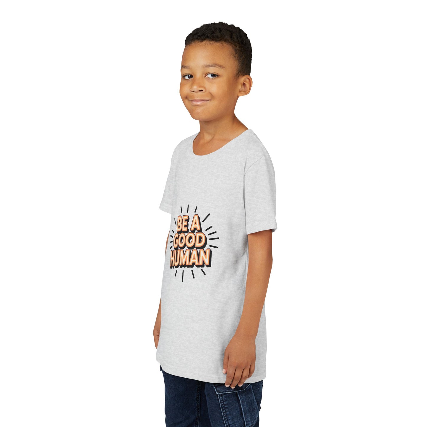 Youth Tee — "Be A Good Human" Positive Message Kids T-Shirt