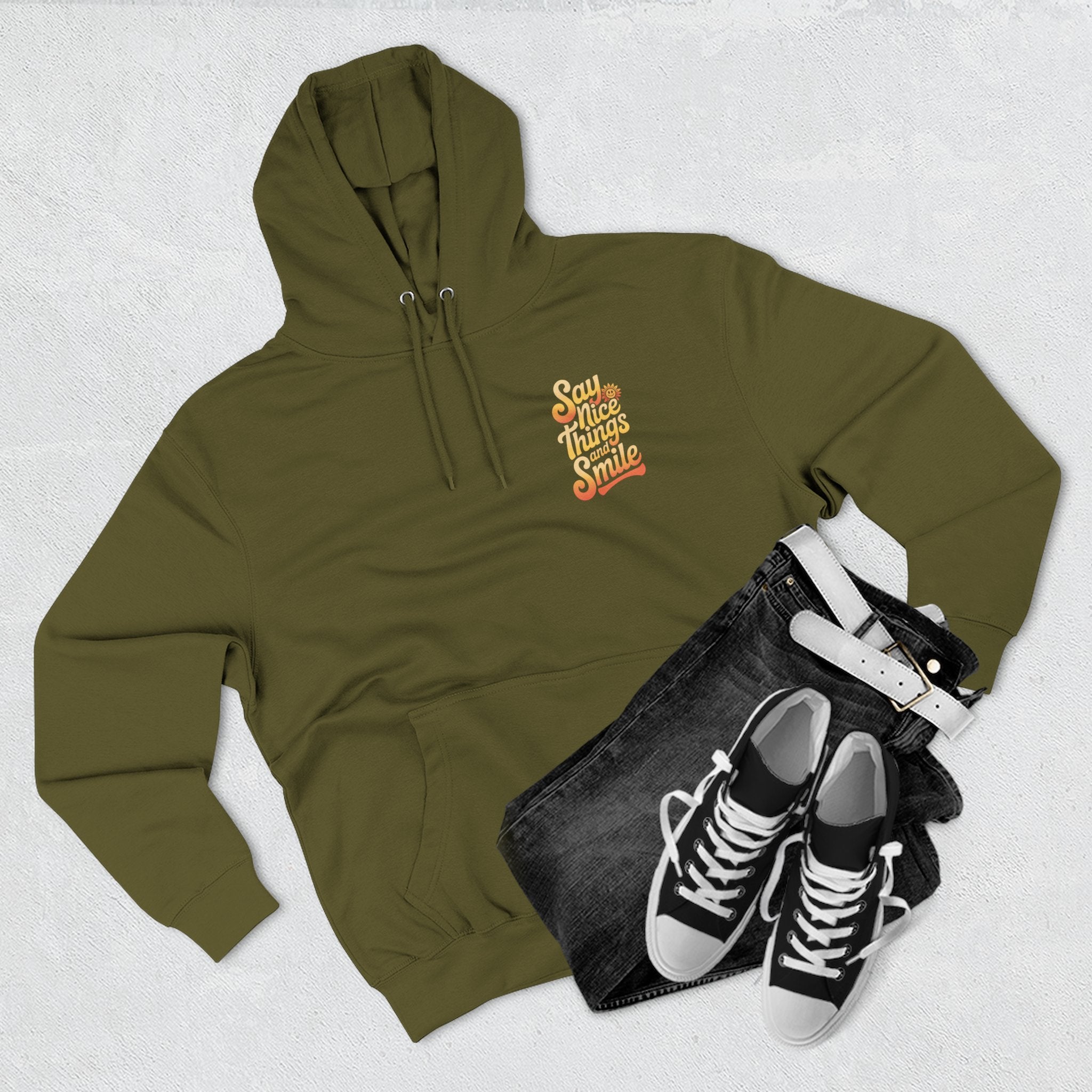 Say Nice Things and Smile Positive Vibes Three-Panel Fleece Hoodie -