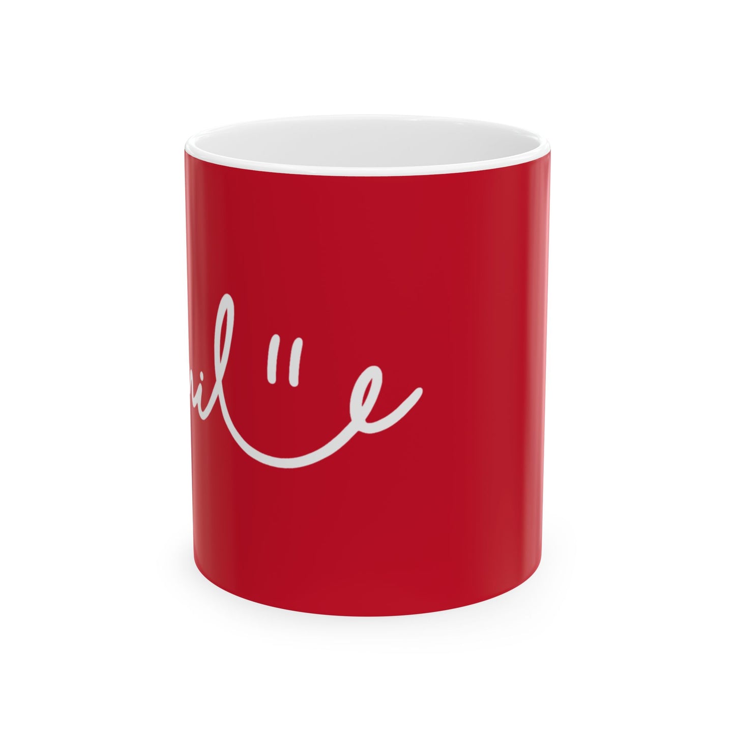 Dark Red/White Smile Ceramic Coffee Mug - 11oz & 15oz