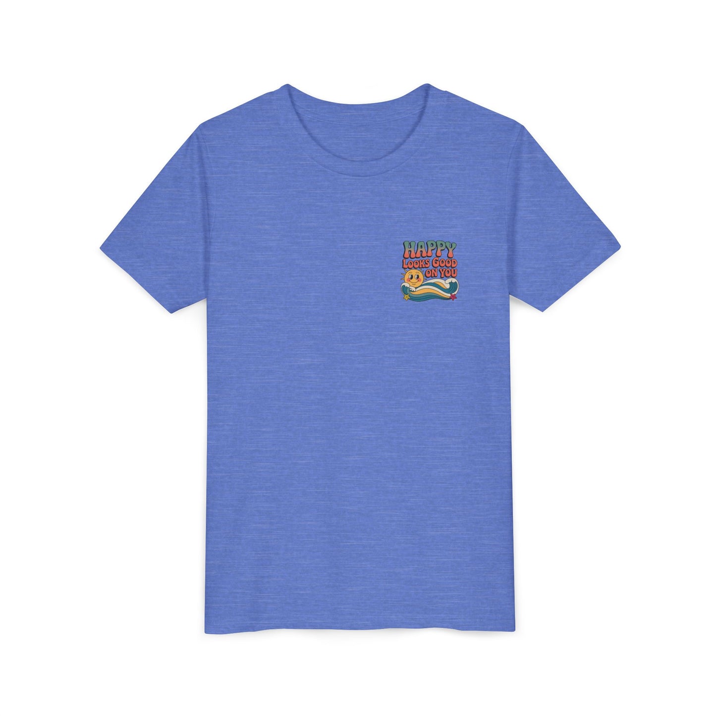 Youth Tee — "Happy Looks Good On You" Retro Sunshine Kids Shirt